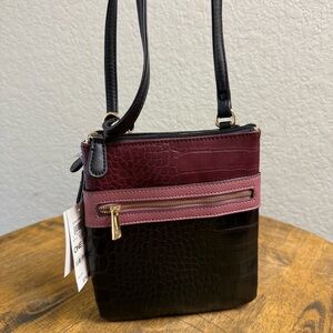 Giani Bernini Burgundy,Black, and Pink Purse with 3 different interiors